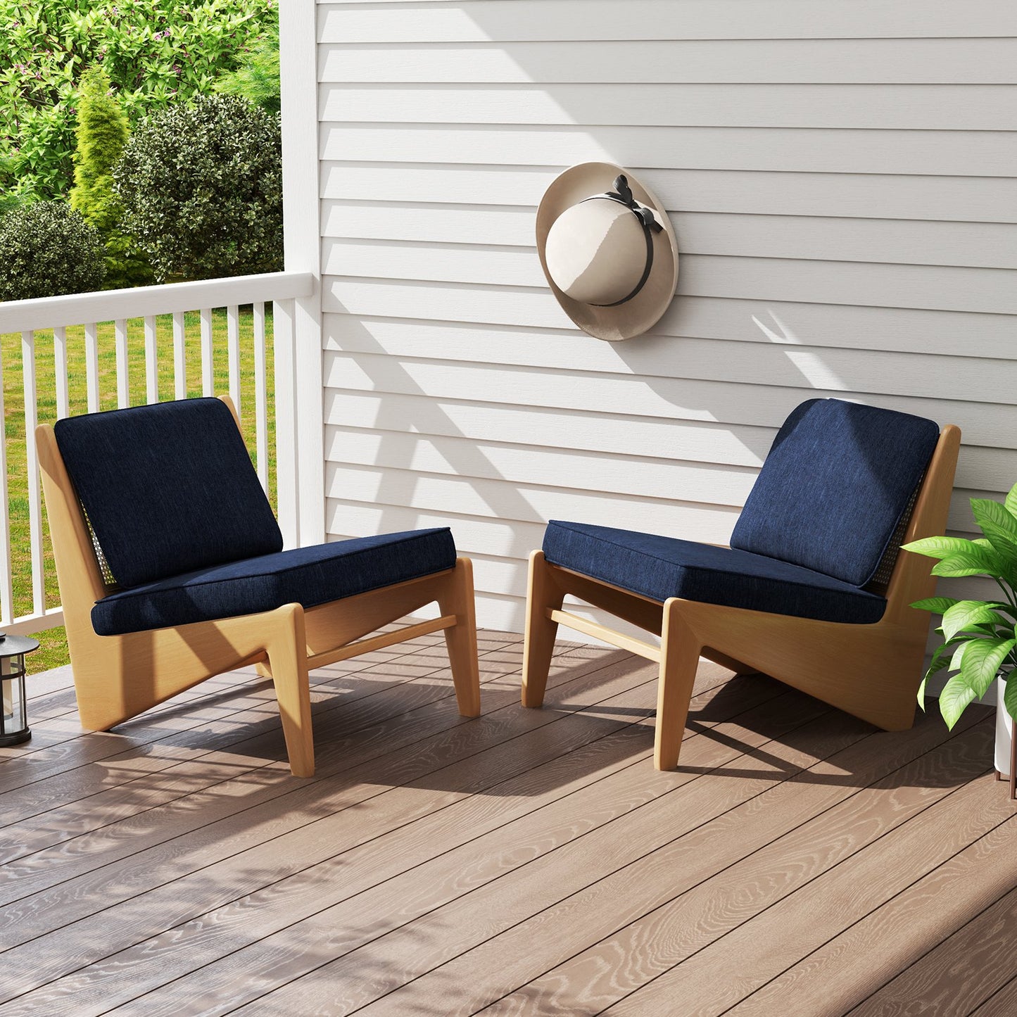 2-Pack Outdoor Patio Cushion Set with Removable Covers-Black