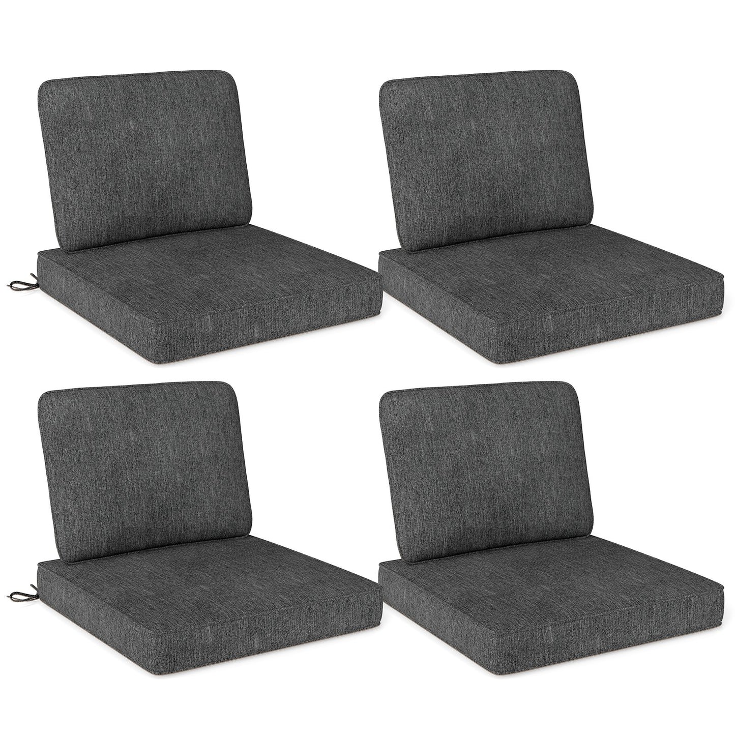Set of 4 Outdoor Patio Cushion Set with Removable Covers-Black