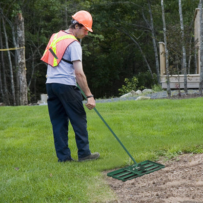 30 x 10 Inch Lawn Leveling Rake with Ergonomic Handle-Black