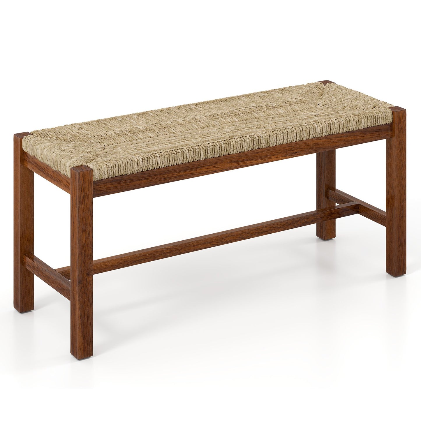 40 Inch Long Wood Bench with Solid Rubber Wood Frame-Walnut