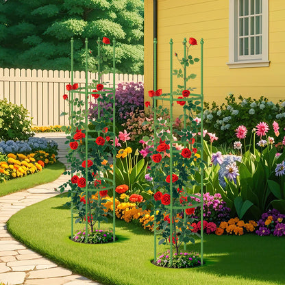 2-Pack Garden Trellis Tomato Cage with Adjustable Height-Green