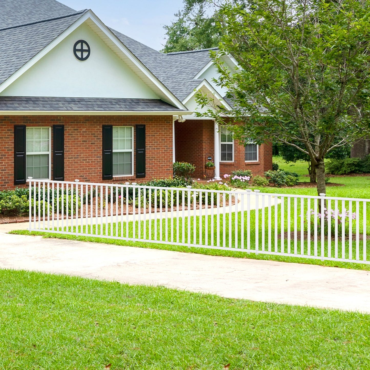 2 Piece 80 x 51 Inch Vinyl Picket Fence for Garden-Black