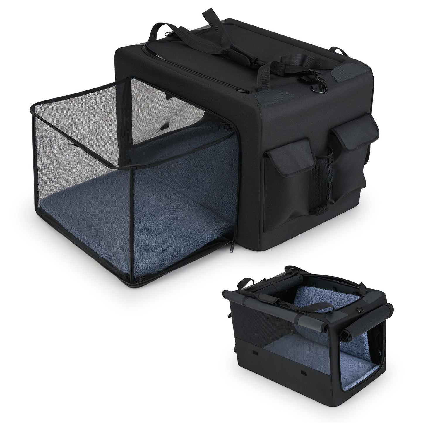 Portable Foldable Pet Carrying Bag with 2 Openings and Comfy Cushion-S
