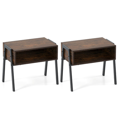 2 Pieces Stackable Night Stand Bedside End Table Set