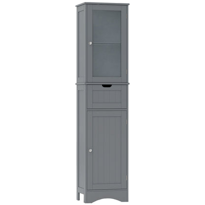 Tall Floor Storage Cabinet with 2 Doors and 1 Drawer for Bathroom-Black