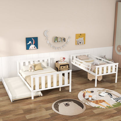 3-in-1 Twin Over Full Bunk Bed with Trundle and Ladder-Espresso
