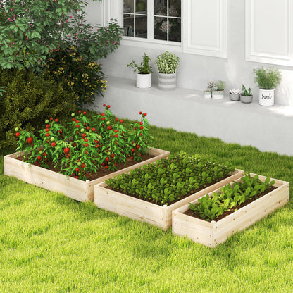 3-Tier Raised Garden Bed with Lattice Trellis and Open-Ended Base-Natural