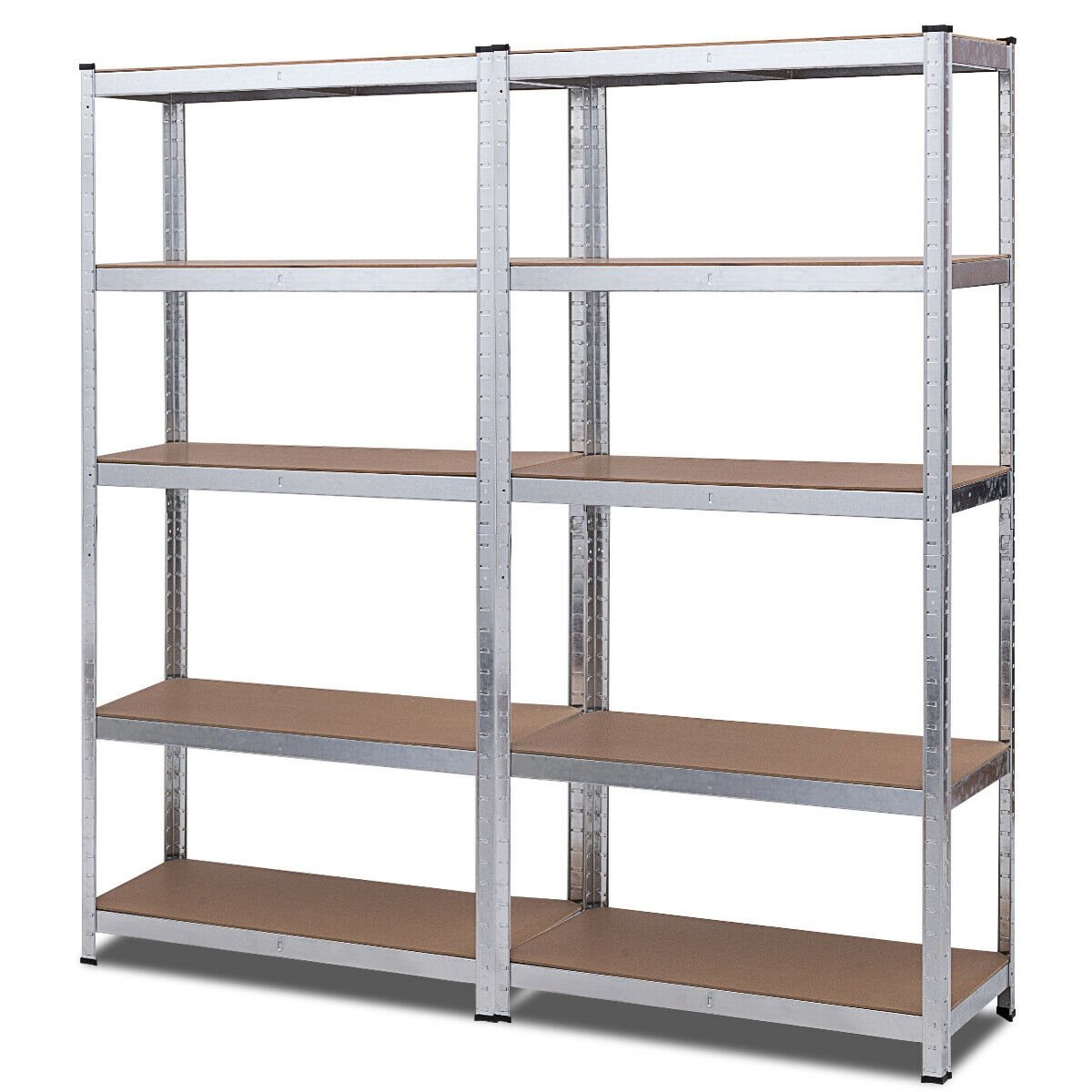 2 Pcs Storage Shelves Garage Shelving Units Tool Utility Shelves-Black