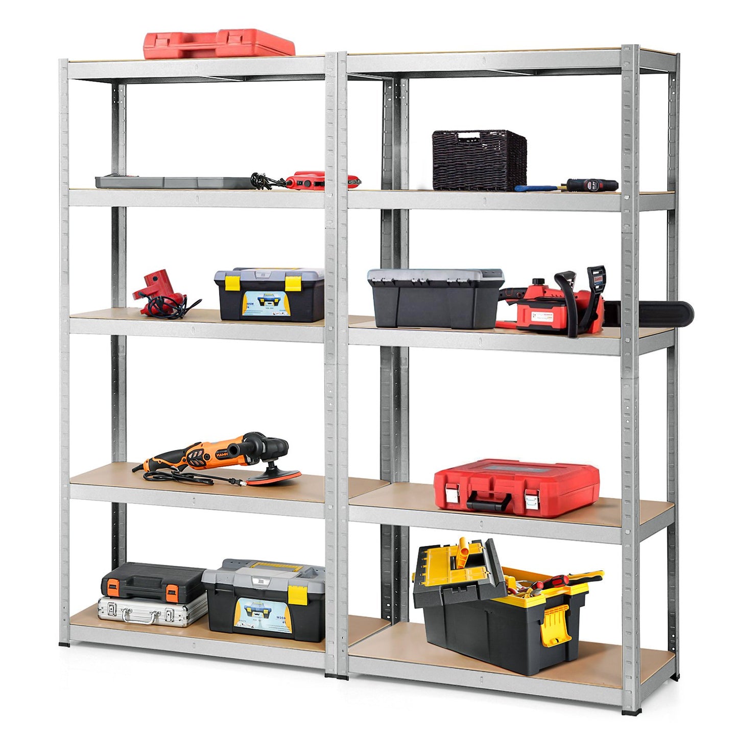 2 Pcs Storage Shelves Garage Shelving Units Tool Utility Shelves-Black