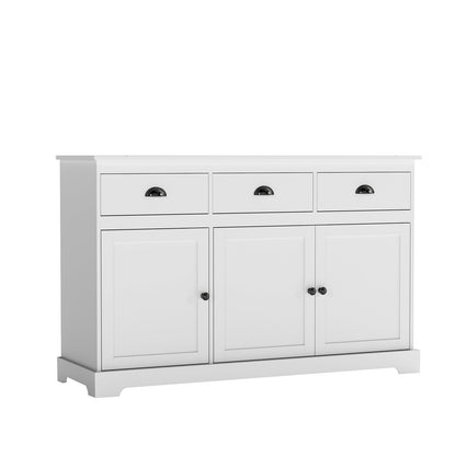 3 Drawers Sideboard Buffet Storage with Adjustable Shelves-Brown