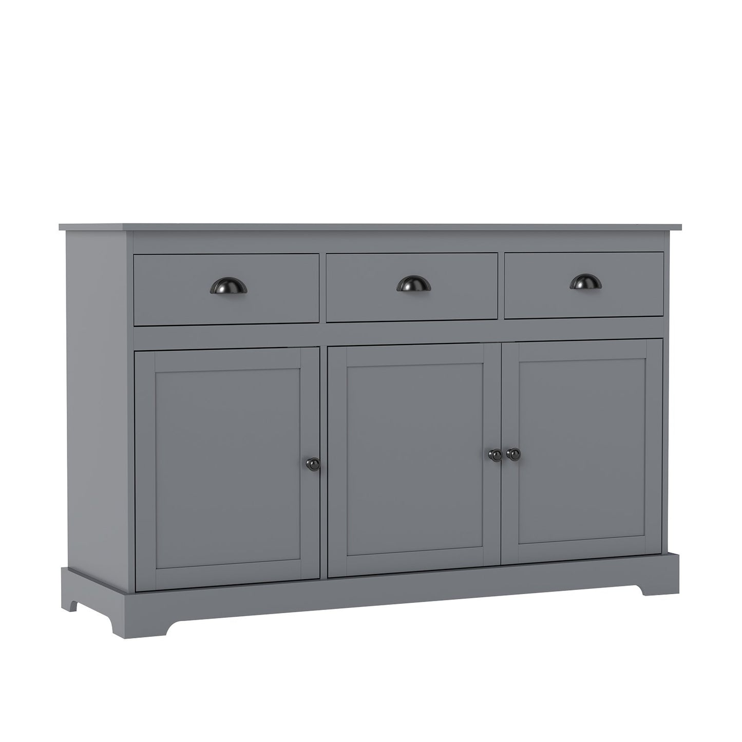 3 Drawers Sideboard Buffet Storage with Adjustable Shelves-Brown