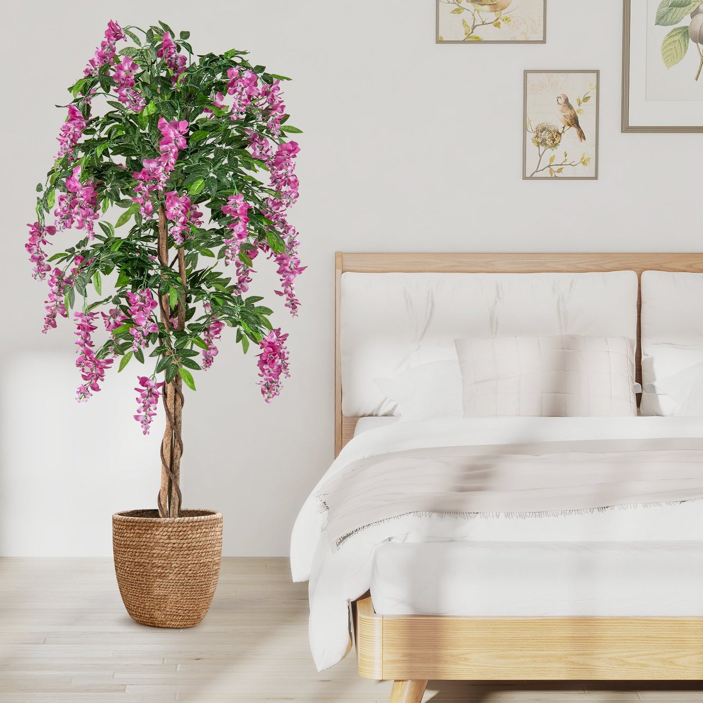 5.5 FT Faux Wisteria Plant in Nursery Pot with Blooming Flowers-Purple