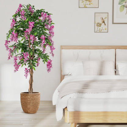 5.5 FT Faux Wisteria Plant in Nursery Pot with Blooming Flowers-Purple