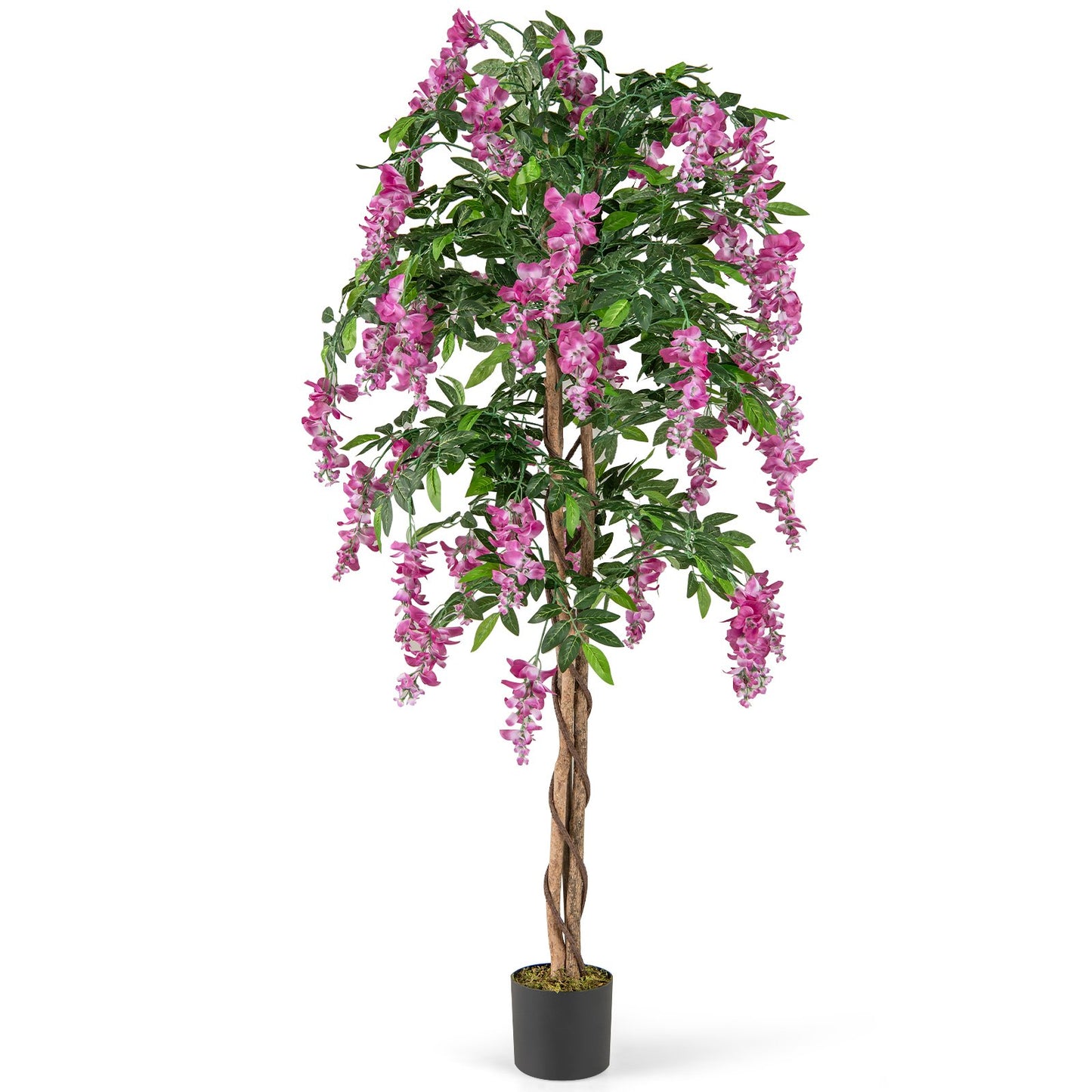 5.5 FT Faux Wisteria Plant in Nursery Pot with Blooming Flowers-Purple