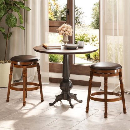 Set of 2 24-Inch Swivel Leather Padded Bar Dining Stools