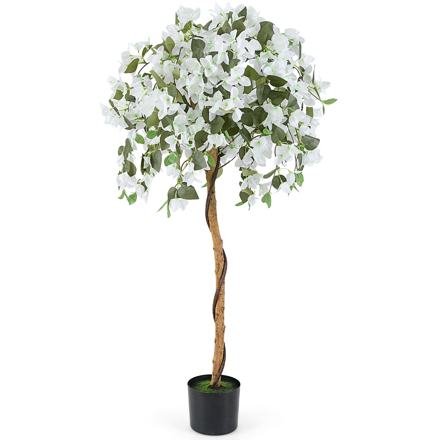 4.5 Feet Artificial Azalea Tree with Cement Pot-Purple