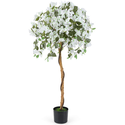 4.5 Feet Artificial Azalea Tree with Cement Pot-Purple