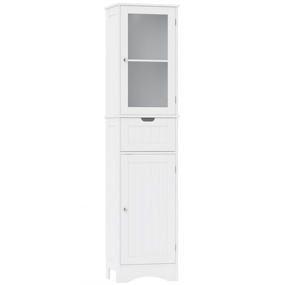 Tall Floor Storage Cabinet with 2 Doors and 1 Drawer for Bathroom-Black