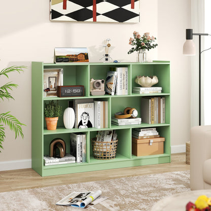 3-Tier Open Bookcase 8-Cube Floor Standing Storage Shelves-Blue