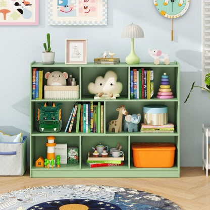 3-Tier Open Bookcase 8-Cube Floor Standing Storage Shelves-Blue