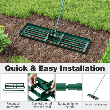 36 x 10 Inch Lawn Leveling Rake with Ergonomic Handle-Black