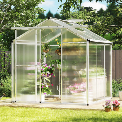 Large Walk-in Green House with Rain Gutters and Polycarbonate Panels-8 FT