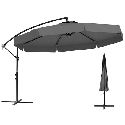 10 Feet Patio Cantilever Umbrella with Cover Tilt Adjustment and Ruffled Edge-Beige