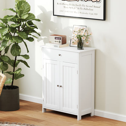 Bathroom Floor Cabinet Freestanding Storage Organizer with 2 Doors-Black