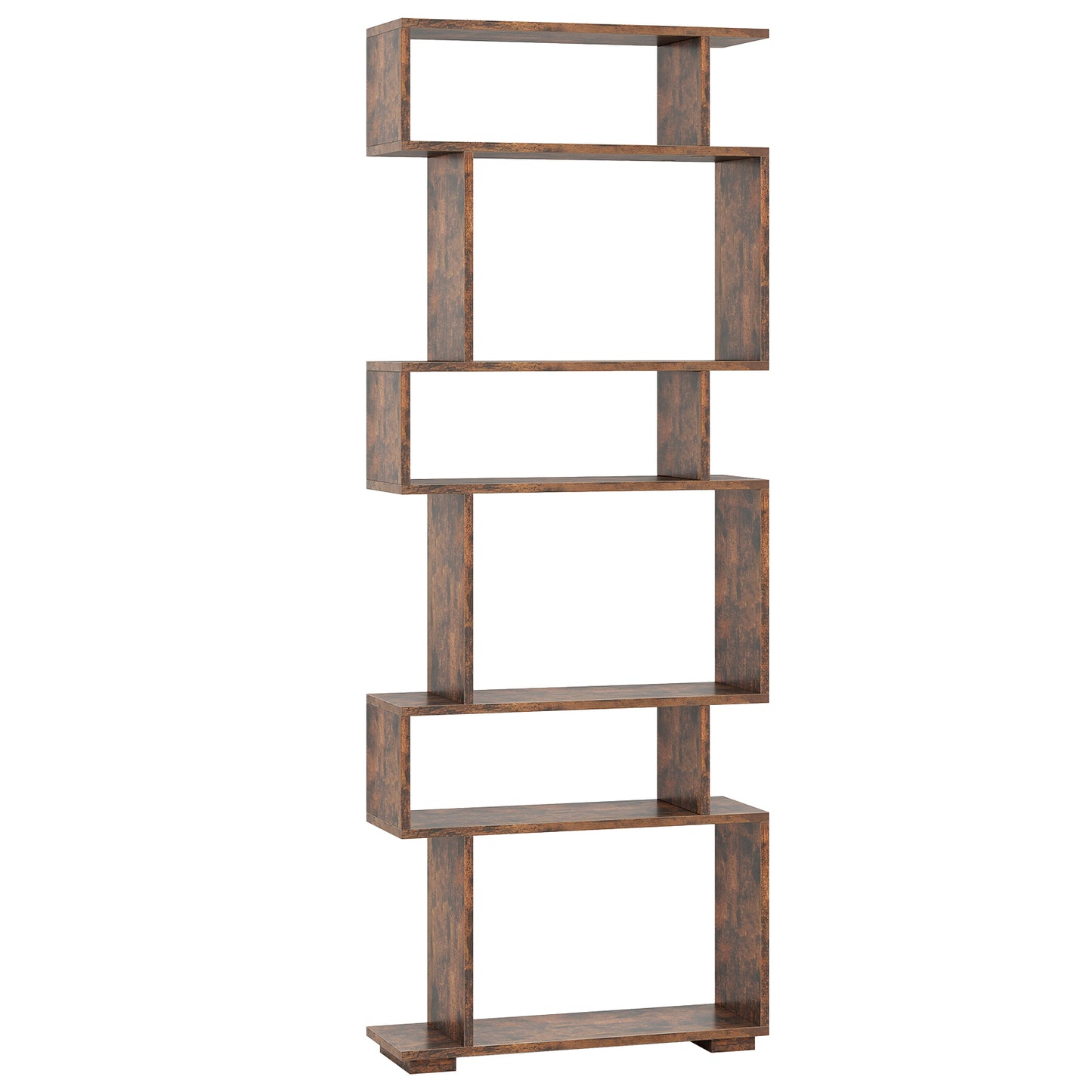 6-Tier Geometric Bookshelf with 2 Anti-Tipping Kits for Home Office-Black