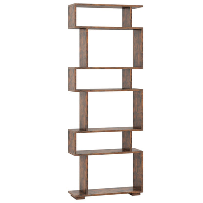 6-Tier Geometric Bookshelf with 2 Anti-Tipping Kits for Home Office-Black