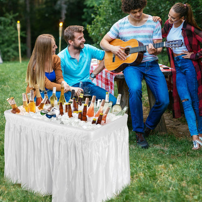 4 Feet Plastic Party Ice Folding Table with Matching Skirt-Black