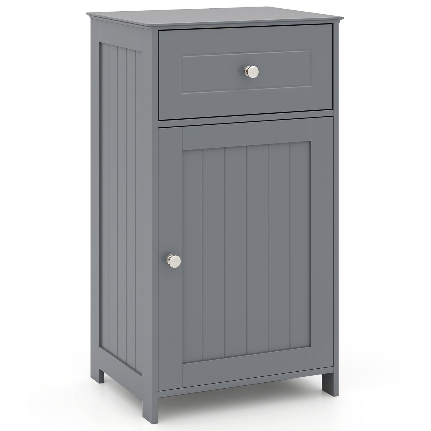 Single Door Bathroom Cabinet with Adjustable Shelf and Drawer-Black