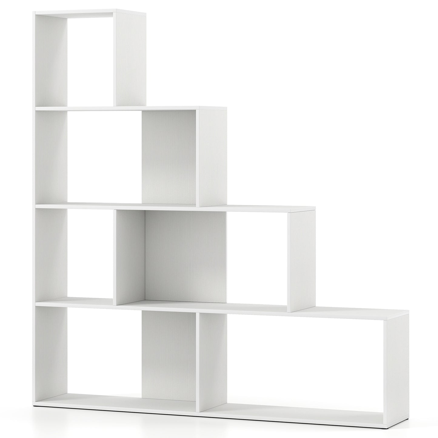4-Tier Modern Stepped Bookshelf with 6 Storage Cubes for Living Room-Black