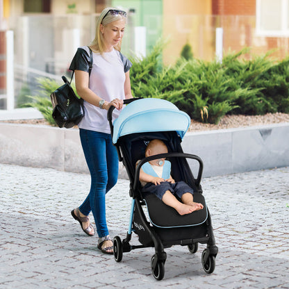 One-Hand Folding Portable Lightweight Baby Stroller with Aluminum Frame-Black