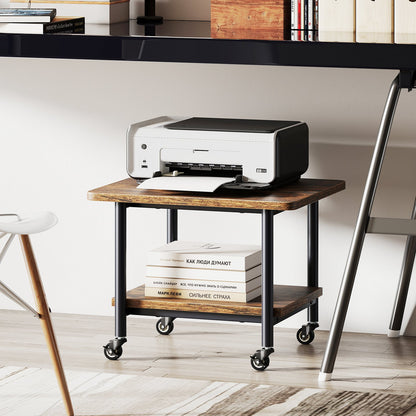 Under Desk Printer Stand with 4 Wheels and Locking Mechanism-Black