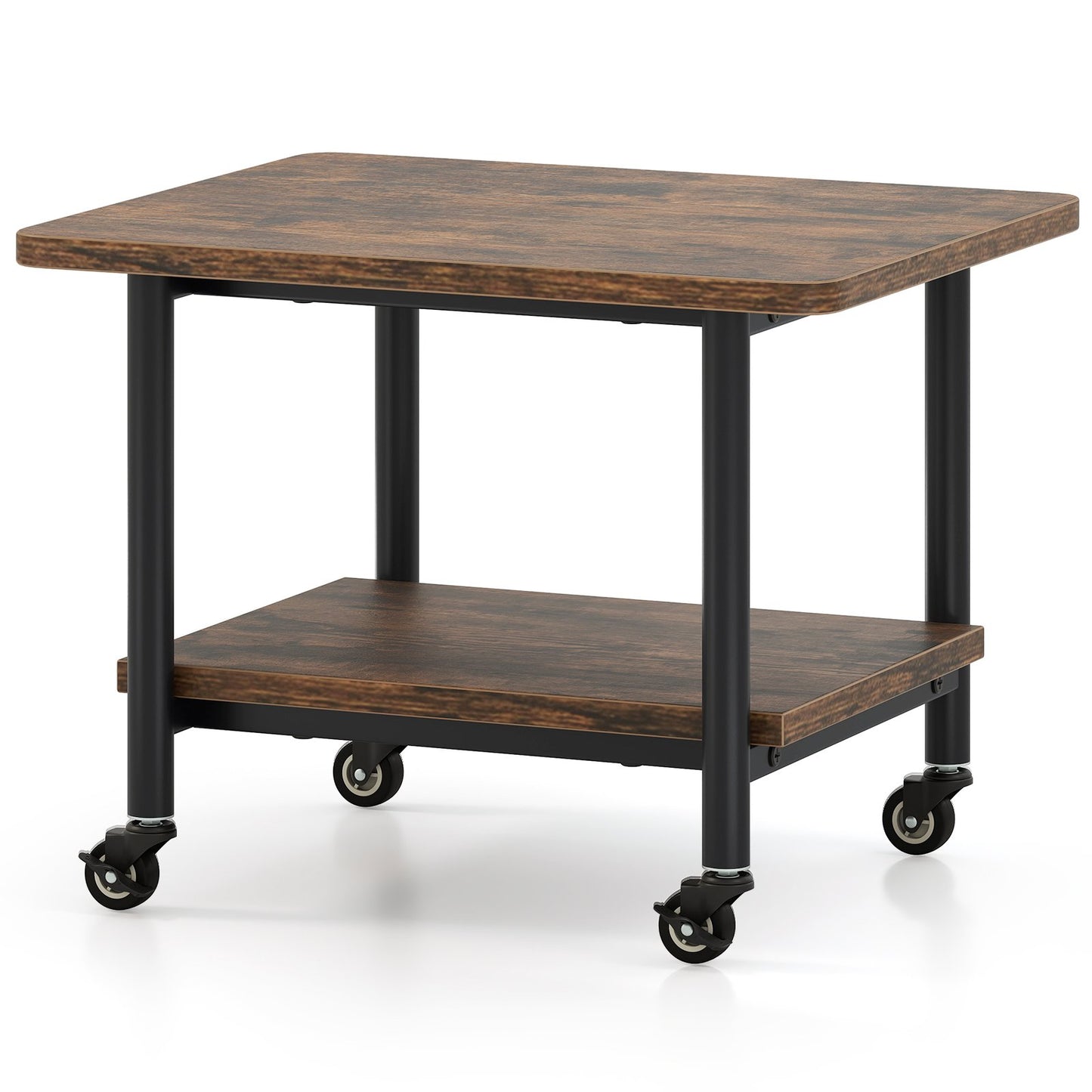 Under Desk Printer Stand with 4 Wheels and Locking Mechanism-Black