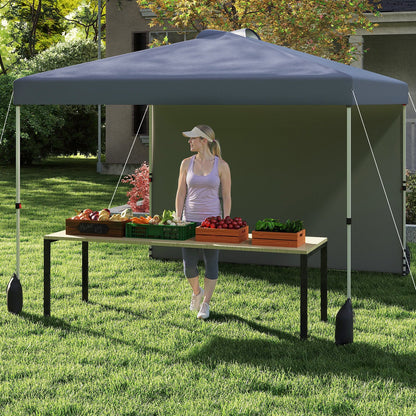 10 X 10 FT Pop up Canopy Tent with 1 Sidewall and Wheeled Bag-Blue