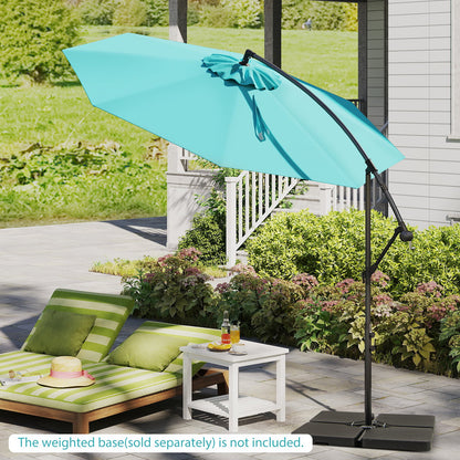 10FT Offset Umbrella with 8 Ribs Cantilever and Cross Base Tilt Adjustment-Beige