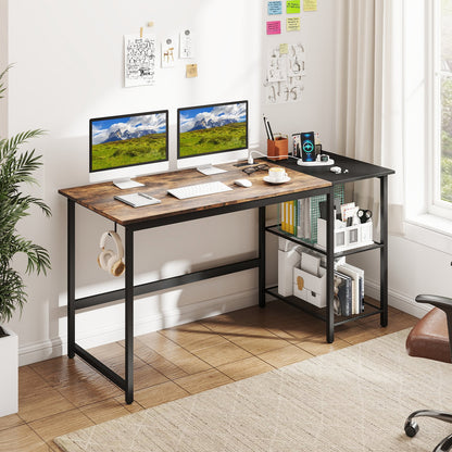 59 Inch Home Office Computer Desk with Removable Storage Shelves-Black
