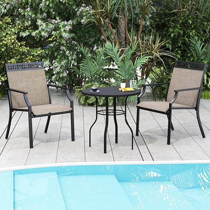 Patio Chairs Set of 2 with All Weather Breathable Fabric-Blue
