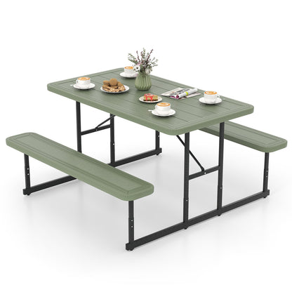 Picnic Table Bench Set for 2-4 People Outdoor Rectangular Camping Dining Table-Black