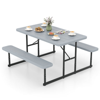 Picnic Table Bench Set for 2-4 People Outdoor Rectangular Camping Dining Table-Black