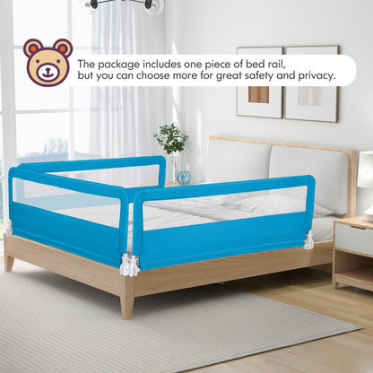 59 Inch Extra Long Folding Breathable Baby Children Toddlers Bed Rail Guard with Safety Strap-Beige