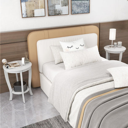 2-tier Round End Table with Solid Wood Legs-Espresso