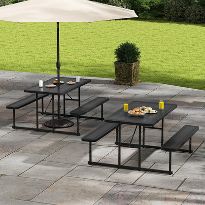 Picnic Table Bench Set for 2-4 People Outdoor Rectangular Camping Dining Table-Black