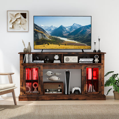 TV Stand with LED Lights and Remote Control-Black