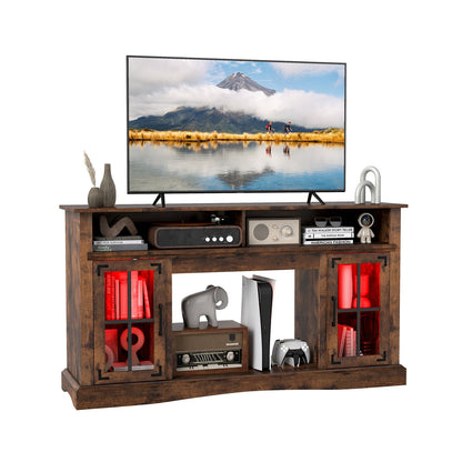 TV Stand with LED Lights and Remote Control-Black