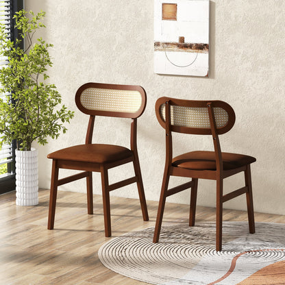 Indoor Mid Century Wood Dining Chairs Set of 2  for Dining Room-Black