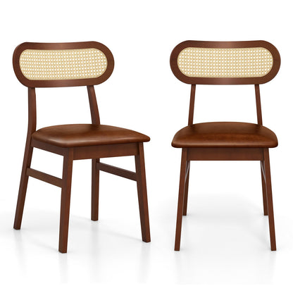 Indoor Mid Century Wood Dining Chairs Set of 2  for Dining Room-Black