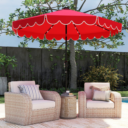 10 Feet Solar Patio Umbrella with 24 LED Lights-Beige